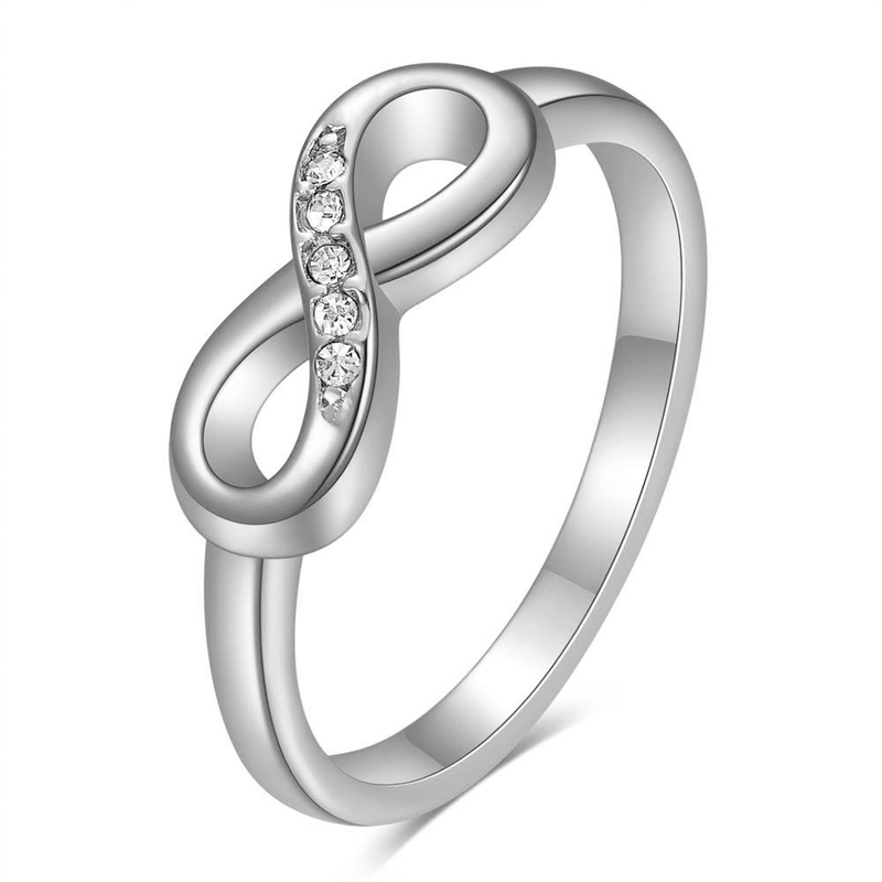 Creative sustainless steel gloss internet celerity Ins, infinity 8-shaped micro inlaid ring, versatile versatile, and a_voghion.com