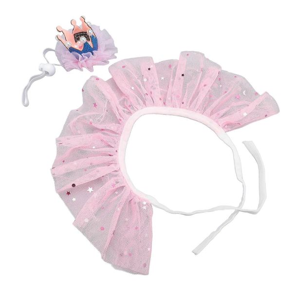 Evcil Hayvan Doğum Günü Kıyafet Seti Ayarlanabilir Narin Evcil Hayvan Taçları ve Yaka Seti Kedi Köpek Kostümü_voghion.com