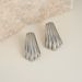 Summer INS Retro Plated Titanium Steel Feather Line Vertical Grain Earrings_voghion.com