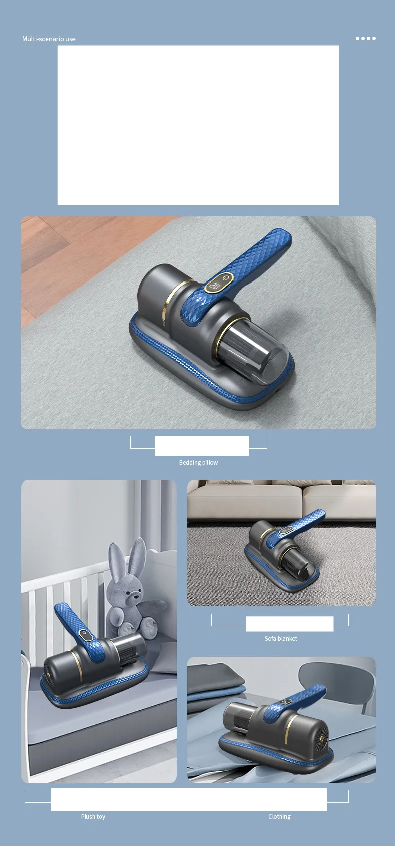 Petit aspirateur à main sans fil, Instrument d'élimination de l'acarite, stérilisateur à ultraviolets pour lit domestique, artefact d'élimination des acariens_voghion.com