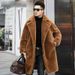 Men's Winter Shearling Leather Coat Long Alpaca Wool Fur Trench Jacket Casual Loose Fit Double Breasted Notch Lapel_voghion.com