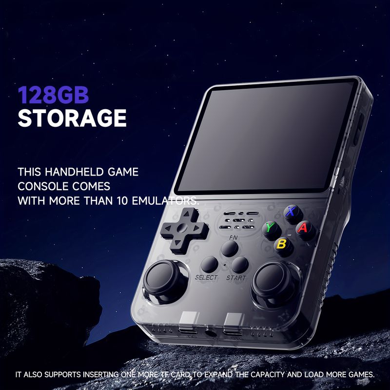 Game Console Equipped With 128GB Memory Card, 3.5-inch IPS HD Screen, 20+classic Emulators, Dual Power Options, Rechargeable Battery_voghion.com