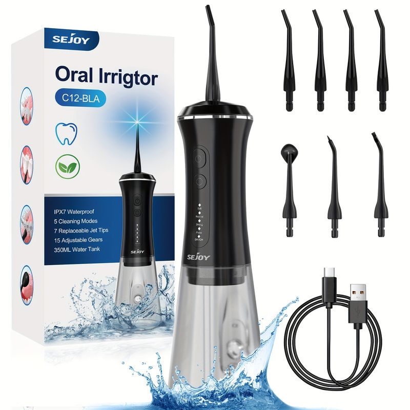 Idropulsore elettrico impermeabile con punte a getto per lo sbiancamento dei denti e la salute orale - Perfetto per la casa e i viaggi_voghion.com