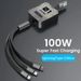 Câble de données USB Type C rétractable universel 3 en 1 de 100 W pour iPhone, Samsung, Huawei, Xiaomi et Android, charge rapide micro USB._voghion.com