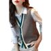 【 Kasjmierfamilie 】 Nieuwe V-hals gebreide mouwloze cardigan trui veelzijdige vest camback top voor dames lente_voghion.com