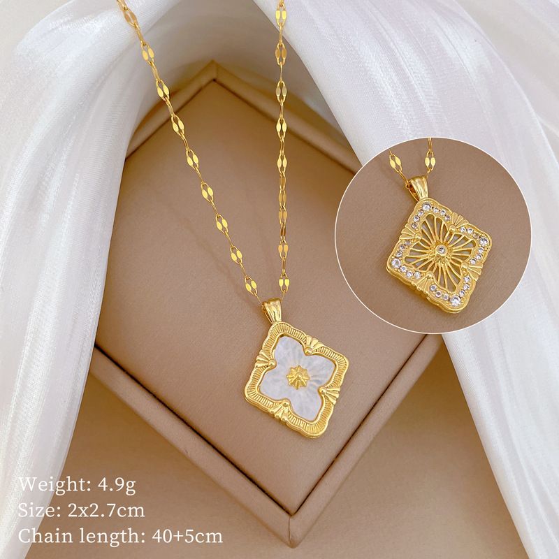 [Titanium Steel] Diamond Shaped Hollow Panel, Light Luxury, Elegant Temperament, Full Diamond Necklace, Versatile_voghion.com
