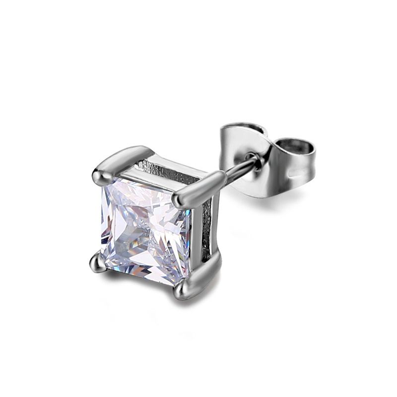 1Pair Crystal Stud Earrings For Men And Women Punk Black Square Stud Earrings Jewelry_voghion.com