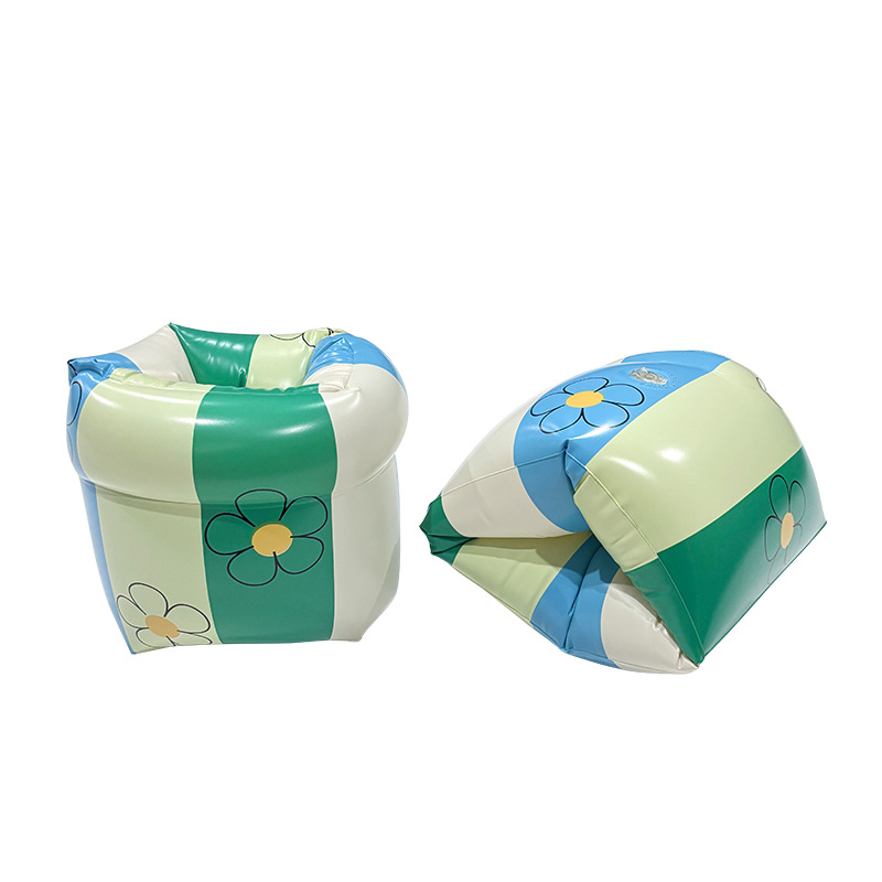 Flotadores de brazo para niños - Mangas inflables de PVC grueso y ecológico para principiantes (Diseño floral a rayas, seguro para piscinas y juegos acuáticos)_voghion.com