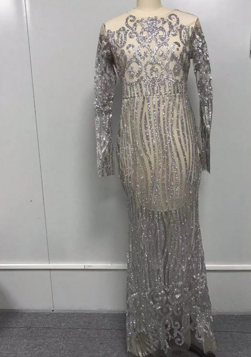 Women’s Clothing Spring And Summer New Style Long Skirt Mid Waist Temperament Commuter Sequined Gold Slim Fit Golden Slim Dress_voghion.com