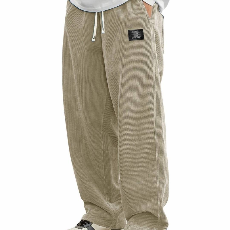 Corduroy Casual Pants – Relaxed Fit Men's Trousers With Drawstring Waist (10 Colors, S-5XL)_voghion.com