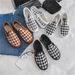 Frühling Kleine Maple Chidori Check Woven Mädchen Loafers Single Toe Casual Herren Einzelschuhe, Männer Paare_voghion.com