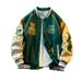 Men's Patchwork Wool Blend Baseball Jacket - Korean Style Retro Embroidered Coat For Spring & Autumn_voghion.com