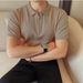 Men's Clothing Half Zipper Lapel Knitted Shirt Short Sleeve Fashion Slim Ice Silk Collar T Shirt_voghion.com