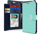 Goospery 16 Rich Diary Wallet Flip Case Leather Card Slots Magnetic Cover (Aqua)_voghion.com