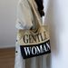 Trendy Gentle Women's Single Shoulder Canvas Fashion Portable Reusable Shopping Bag Large Capacity Handbags_voghion.com