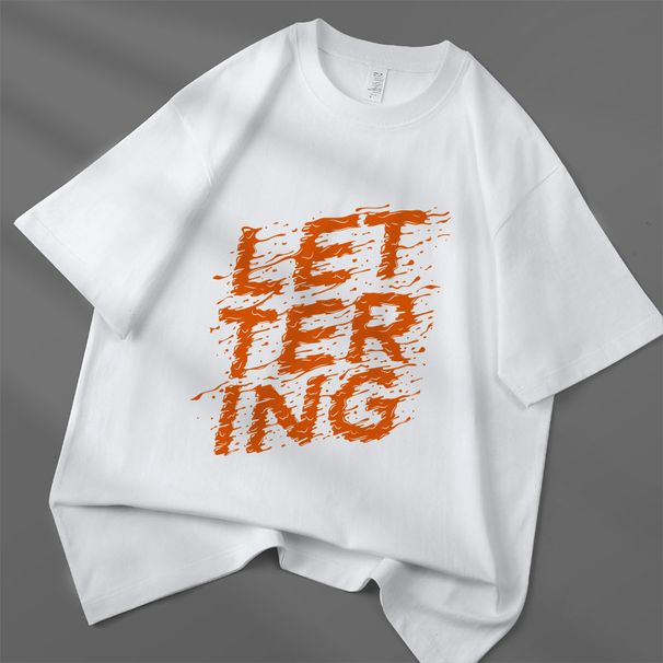 T-shirt à col rond pour hommes, en pur coton, avec épaules amples et manches courtes, haut imprimé décontracté, 250g_voghion.com