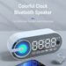 Relógio LED com espelho e alto-falante Bluetooth sem fio, USB, luz colorida, ambiente, alto-falante Bluetooth portátil para decoração de escritório_voghion.com