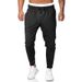 Men’s Essential Joggers – Slim-Fit Casual Sweatpants (Black/Light Gray, S-3XL, 100% Polyester, 280GSM)_voghion.com