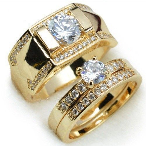 Hecheng Vergoldeter Paarring mit eingelegtem Zirkonia_voghion.com