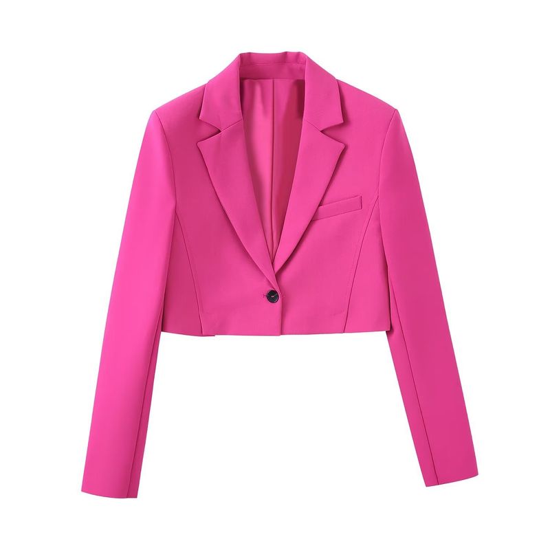 Goldrote, lässige, kleine Anzugjacke mit kurzem Revers für Damen + Culotte-Anzug_voghion.com