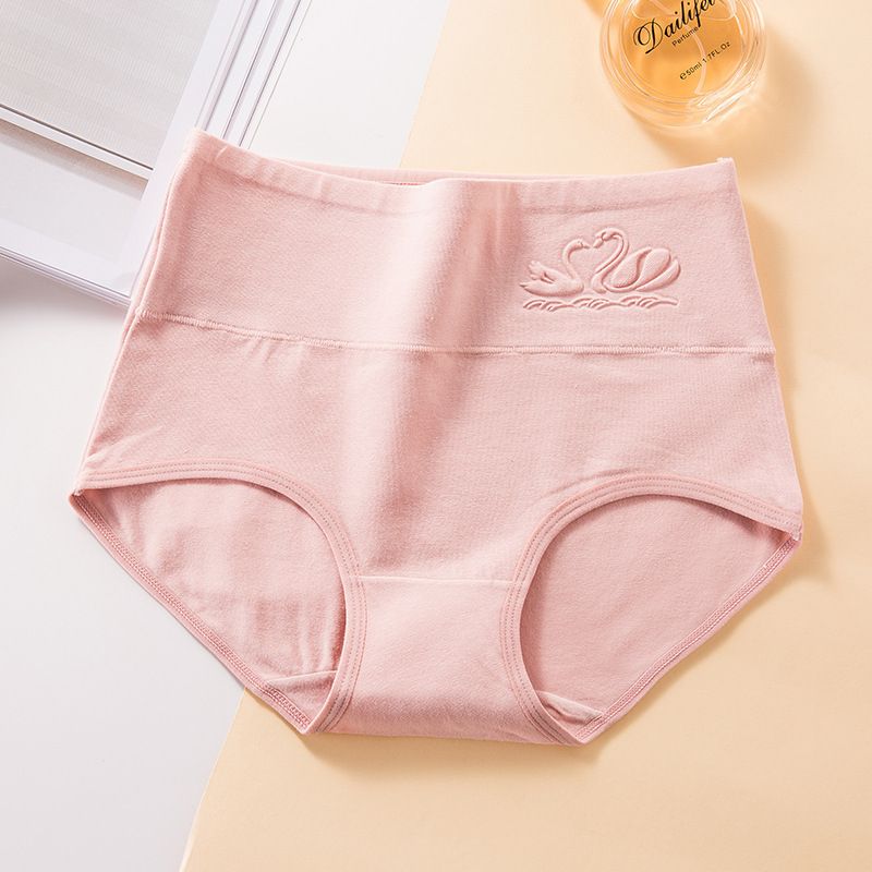 Roupa íntima feminina tamanho grande etiqueta de lavagem algodão puro cintura alta controle de barriga cuecas femininas sem costura seda shorts antibacterianos_voghion.com