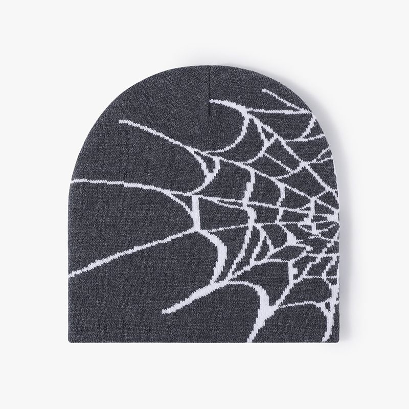 Autumn And Winter Personalized Spider Web Men's Knitted Hat Neutral European And American Cold Hat Women's Fashionable Brimless Warm Woolen Hat_voghion.com