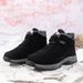Women's Winter Fleece Lined Thickened Anti-Slip Snow Wide Last Large Size Walking Boots Velcro Cotton Shoes_voghion.com