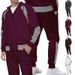 Men's Color-Block Hoodie Tracksuit Set – Oversized Zip-Up Hoodie With Contrast Panels & Matching Joggers (Dark Grey/Burgundy/White/Black)_voghion.com