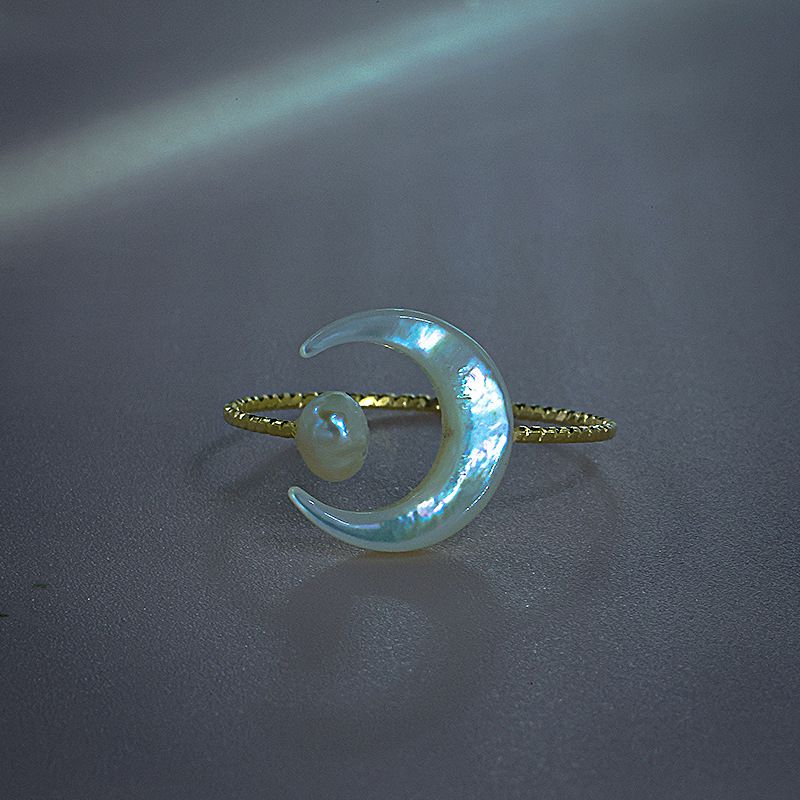 Farge VENUS Gull Månen Ring for kvinner Jente Bursdagsgave Koreansk mote Shell Perle Smykker Dropshipping Wh_voghion.com