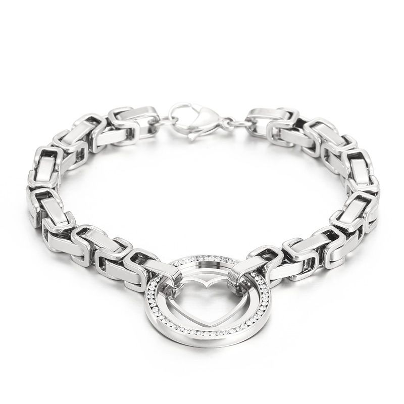 Damen Bijouset Moud Kaarte Rad Edelstahl Bijouen Perséinlechkeet Ronn Voll Diamant Hohl Häerzfërmeg Déck Kette_voghion.com