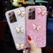 For Sansung Galaxy S22 S21 FE Ultra A13 A53 A73 A12 A21S A52 A51 A32 Note 20 Ultra Bling Glitter Butterfly Lanyard Phone Case_voghion.com