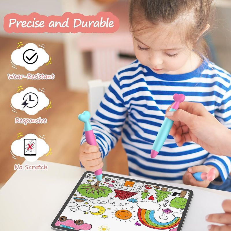 Kids Touch Screen Stylus Set (3-Pack) – Soft Rubber Tips, Universal Compatibility For IPads, IPhones, Tablets & Android Devices_voghion.com