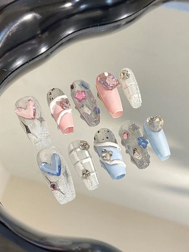 2024 neue Mode Nagel Patch Süße Wunsch Mädchen Lange Liebe Nagel Schönheit Tragen Nagel Handgemachte Patch Mädchen_voghion.com