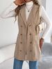 2025 Autumn Winter Solid Color Double-Breasted Pocket Corduroy Long Vest Coat Women's Fashion_voghion.com