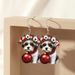 Les boucles d'oreilles en acrylique pour chien de Noël avec guirlandes de fleurs sont le cadeau idéal pour les passionnés d'animaux, les femmes et les adolescents_voghion.com