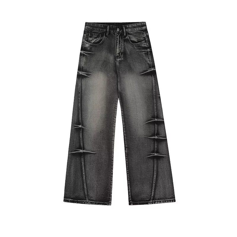 Herrenbekleidung Jeans im Retro-Waschdesign für Damen und Herren, trendige Cleanfit-Jeans mit weitem Bein und lockerer Nische, die zu allen Outfits passt_voghion.com