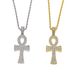 Halskette mit ägyptischem Ankh-Schlüsselanhänger für Herren und Damen mit gedrehter Kette, galvanisierte Legierung, geometrisches Design, Unisex-Modeaccessoire_voghion.com