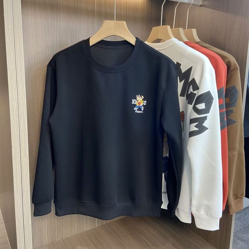 Men's Clothing Trendy brand sweatshirt 2024 autumn new bear round neck long sleeved printed jacket couple style high end bottoming shirt for men_voghion.com
