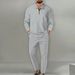 2024 men's new Waffle solid color zipper long sleeved sports pants two-piece set_voghion.com