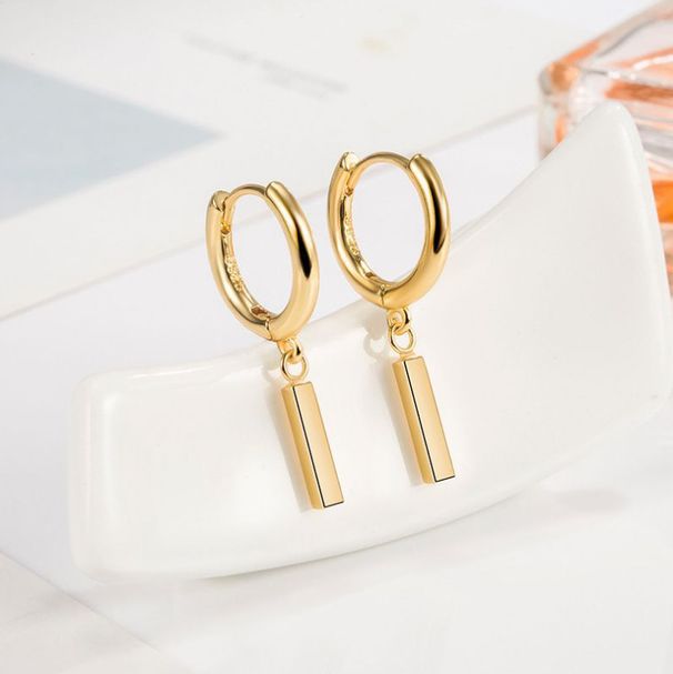 925 Ayar Gümüş Kaplama Sarkan Çubuk Huggie Halka Küpeler Kadınlar için 10mm XJ9_voghion.com