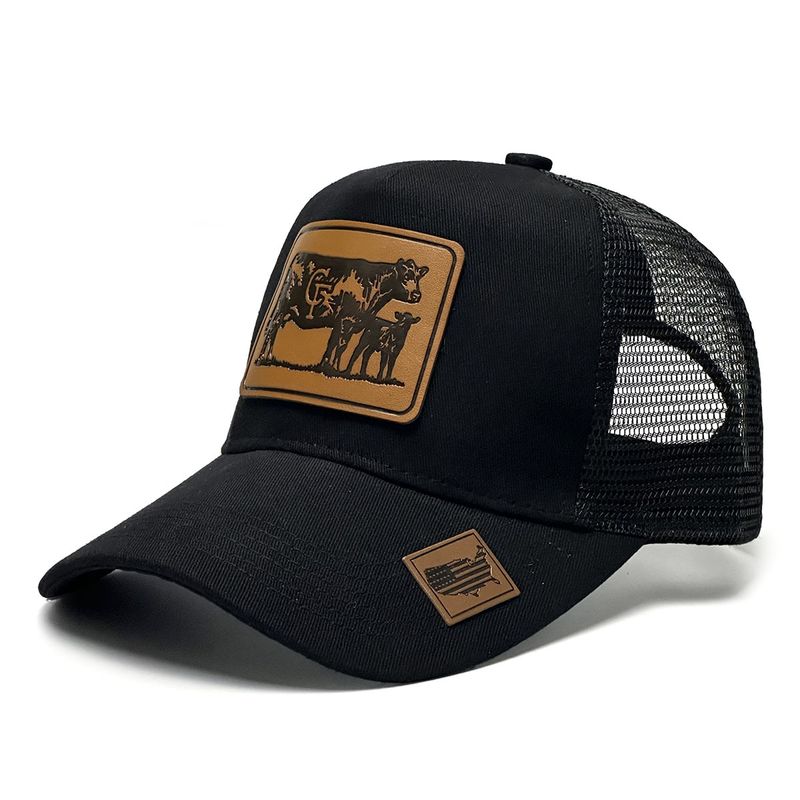 Cross-border animal embroidery baseball cap animal cow embroidery cap mesh cap curved brim sun hat mesh cap wholesale_voghion.com