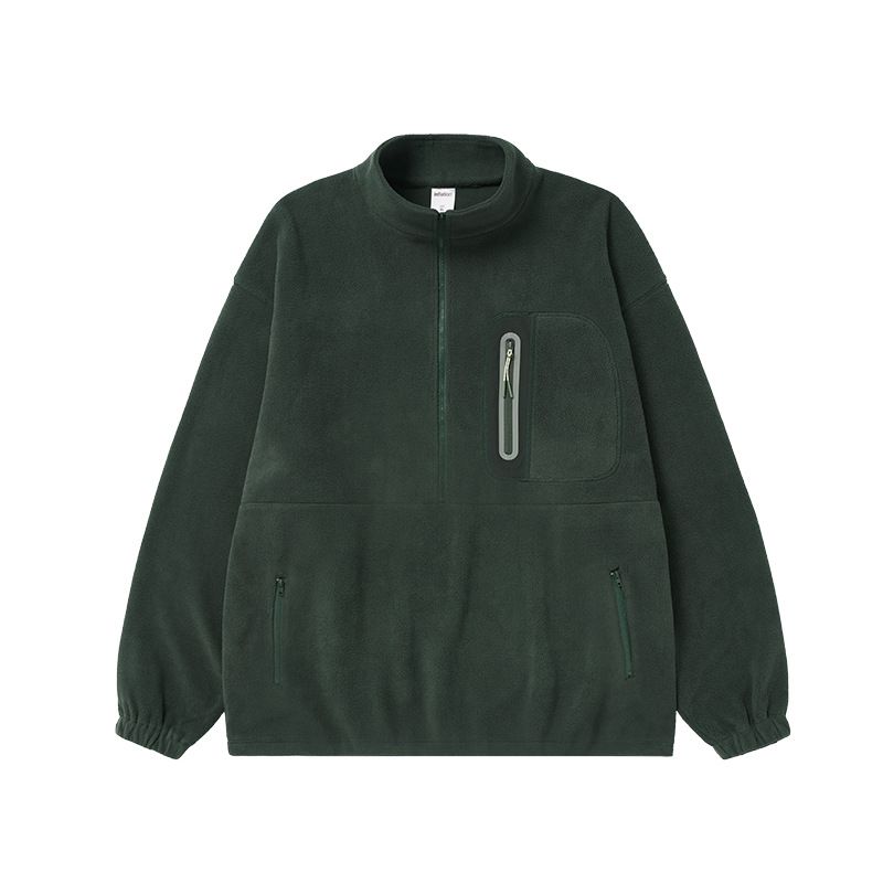 Felpa con collo semiaperto laminato in pile polare da uomo, nuova maglia da ciclismo calda con mezza cerniera_voghion.com