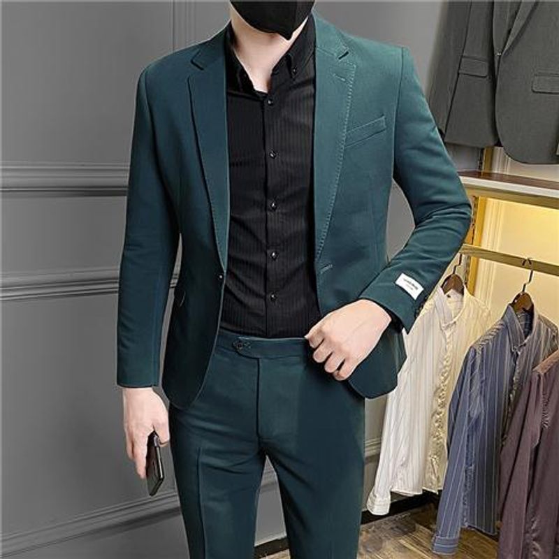Erweiterte männer Anzug Set Casual Koreanische Fit Business Kleid Herbst 2022 Neue Kleine Anzug Mantel_voghion.com