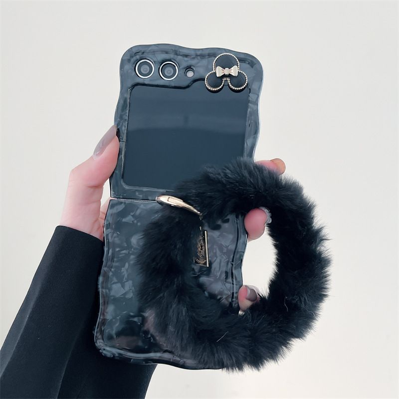 Plush hanging ring suitable for GalaxyZFlip5 mobile phone case Samsung ZFlip4/3 fold folding protective case shell pattern_voghion.com
