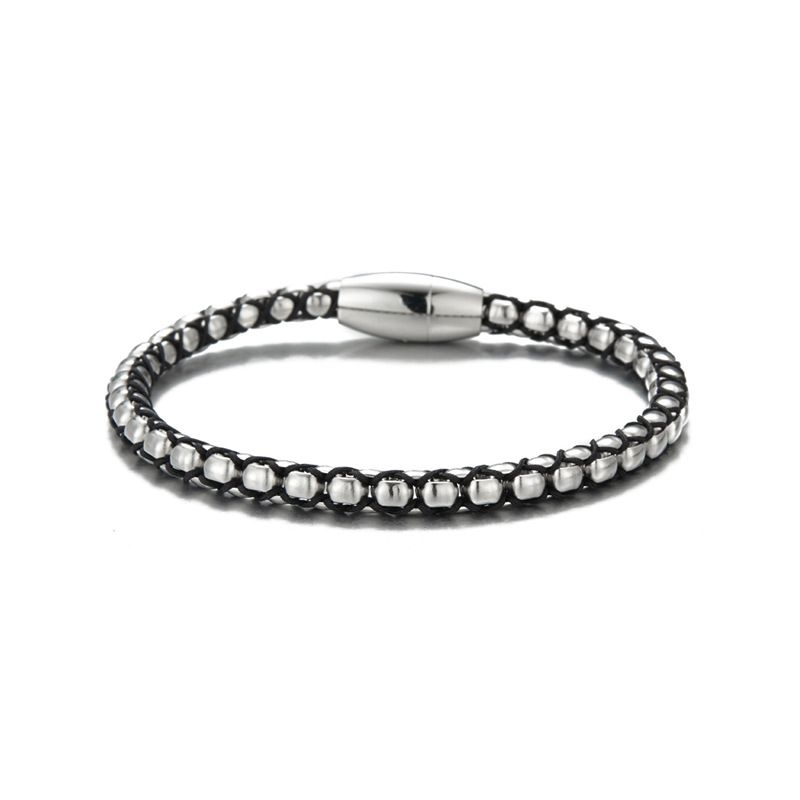 Braccialetti con ciondoli, braccialetti intrecciati in corda di pelle multistrato, braccialetti in pelle, braccialetti con fibbia magnetica in acciaio inossidabile da uomo_voghion.com