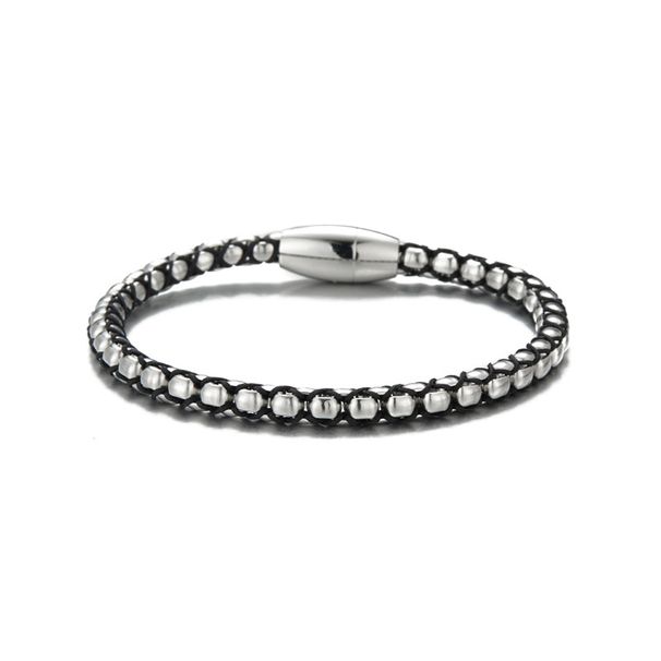 Braccialetti con ciondoli, braccialetti intrecciati in corda di pelle multistrato, braccialetti in pelle, braccialetti con fibbia magnetica in acciaio inossidabile da uomo_voghion.com
