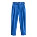 Women's casual pants with slightly stretchable slimming belt decoration solid color straight style suit nine-point pants_voghion.com