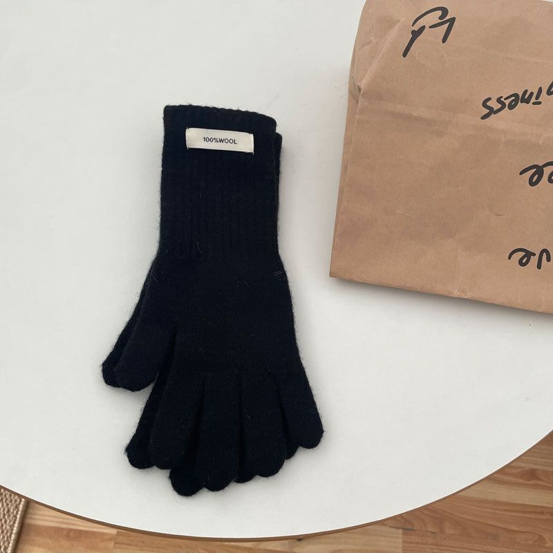 100% Wool Knitted Store Solid Color Warm Touchscreen Woolen Autumn Winter Gloves_voghion.com