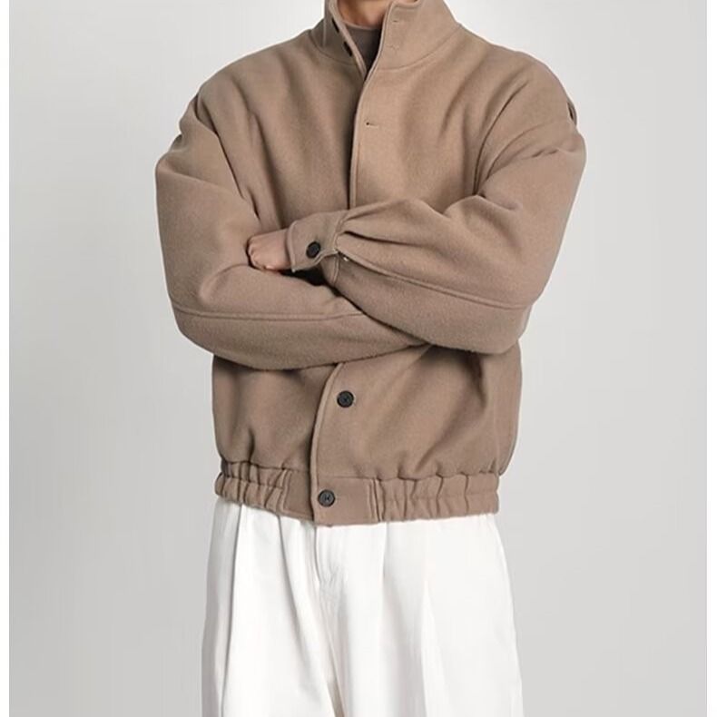 2025 Autumn Winter Trendy Brand Workwear Stand Collar Wool Coat British Style Niche Design Baseball Jacket Trend_voghion.com