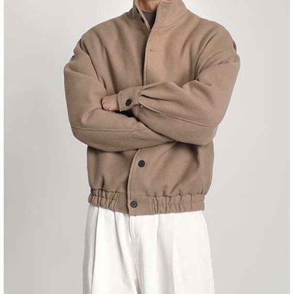 2025 Autumn Winter Trendy Brand Workwear Stand Collar Wool Coat British Style Niche Design Baseball Jacket Trend_voghion.com